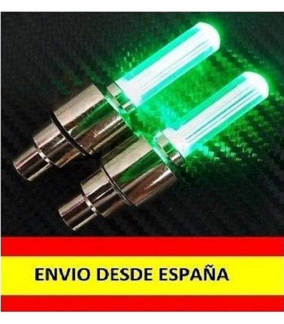 2x Tapon Luz Led para valvula Llanta de Rueda Coche Moto Bicicleta LUCES Verde