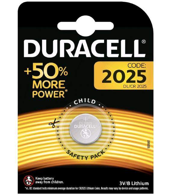 Pila de boton Duracell bateria original Litio CR2025 3V en blister 1X Unidad