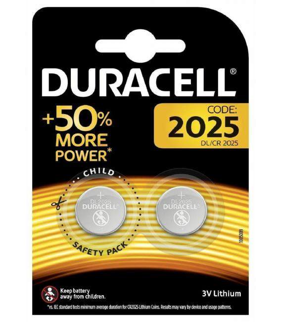 Pilas de boton Duracell bateria original Litio CR2025 3V en blister 5X Unidades