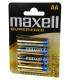 Pilas Maxell bateria original Alcalina Tipo AA LR6 SUPER ALKALINE blister 4X Uds