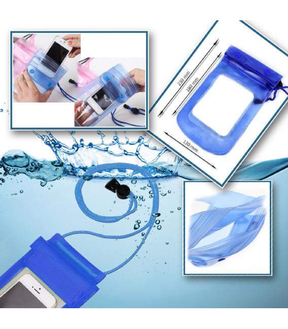 Funda Acuática Universal para móvil Bolsa Estanca Impermeable Sumergible Azul