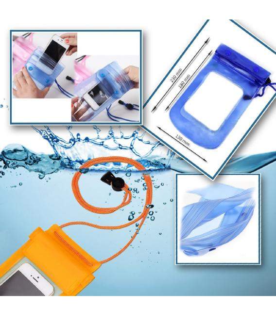 Funda Acuática Universal para móvil Bolsa Estanca Impermeable Sumergible Naranja