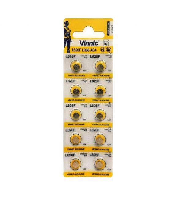 Pilas de boton Vinnic bateria original Alcalina L626F 1,5V blister 10X Unidades