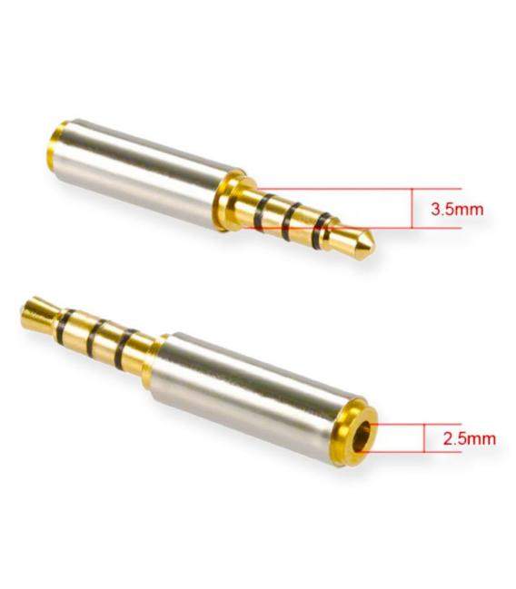 Adaptador conversor audio mini Jack 2.5 mm Hembra a Jack 3.5 mm macho Metalico
