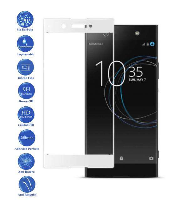 Protector de Pantalla Cristal Templado Completo Premium para Xperia XA1 Blanco