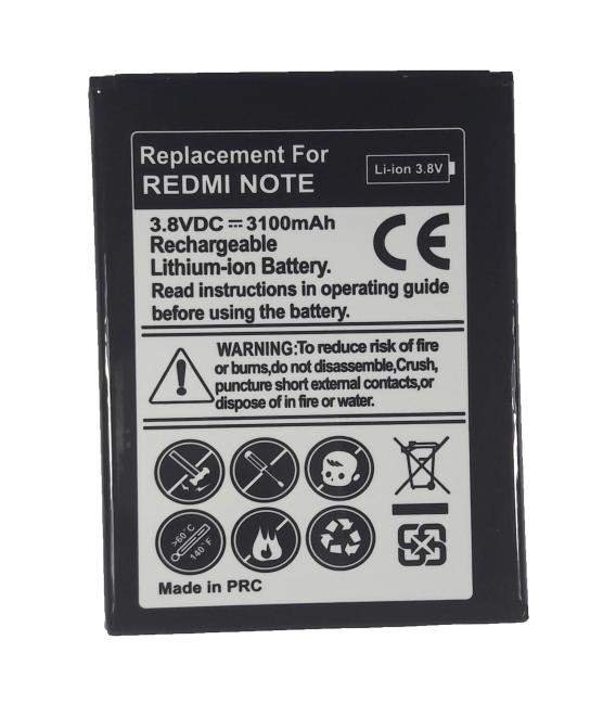 Bateria de recambio Modelo BM42 para movil Xiaomi Redmi Note capacidad 3100 mah