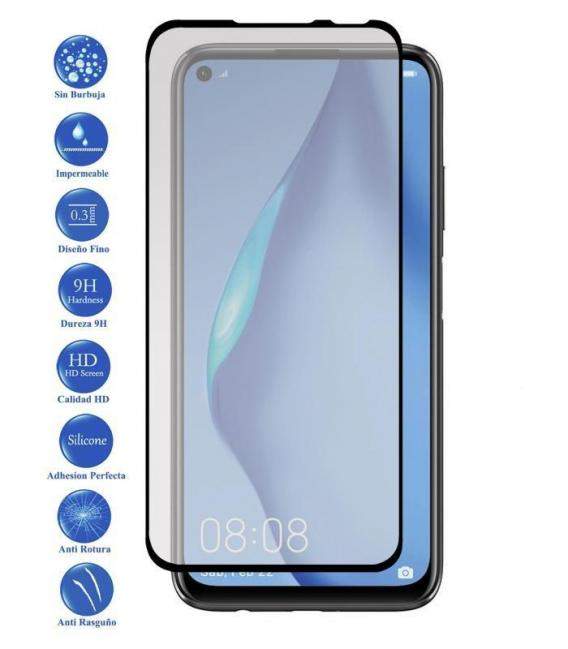 Protector de pantalla Huawei P40 Lite NEGRO de Cristal Templado Vidrio 9H para movil - Todotumovil