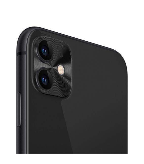 Protector para lente de cámara Iphone 11 anti arañazos y golpes en color negro compatible con fundas