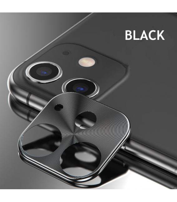 Protector para lente de cámara Iphone 11 anti arañazos y golpes en color negro compatible con fundas