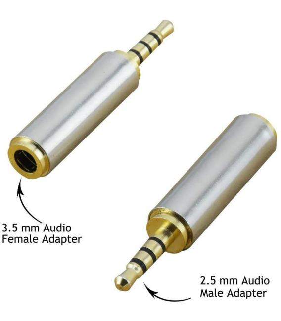 Adaptador conversor Mini Jack 2,5mm estéreo macho a Micro Jack 3.5 mm estéreo hembra