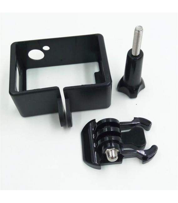 Marco de plástico para cámara SJ4000 y SJ4000 wifi en color negro, incluye marco, tornillo y hebilla.