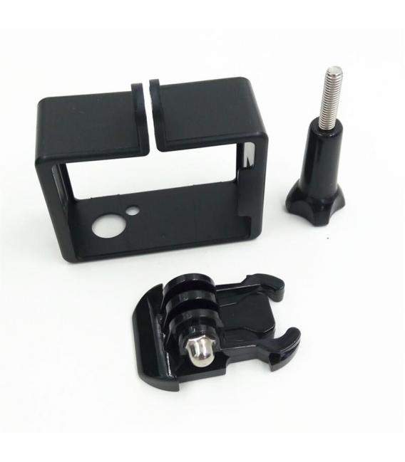 Marco de plástico para cámara SJ4000 y SJ4000 wifi en color negro, incluye marco, tornillo y hebilla.
