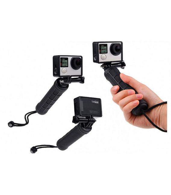 Soporte compatible con la cámara GoPro, empuñadura de goma en color negro