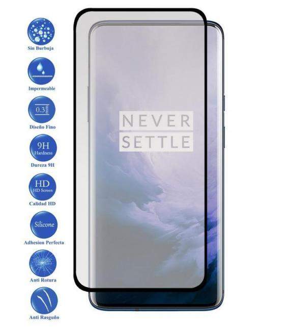 Protector de pantalla One Plus 7T Pro Negro de Cristal Templado Vidrio 9H para movil - Todotumovil