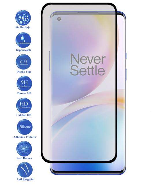 Protector de pantalla One Plus 8 Pro Negro de Cristal Templado Vidrio 9H para movil - Todotumovil