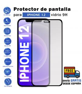 Protector de pantalla Apple Iphone 12 Negro de Cristal Templado Vidrio 9H para movil - Todotumovil