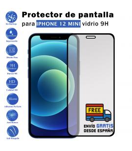Protector de pantalla Apple Iphone 12 Mini Negro de Cristal Templado Vidrio 9H para movil - Todotumovil