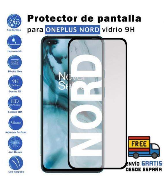 Protector de pantalla OnePlus Nord Negro de Cristal Templado Vidrio 9H para movil - Todotumovil