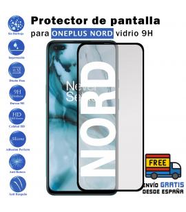 Protector de pantalla OnePlus Nord Negro de Cristal Templado Vidrio 9H para movil - Todotumovil