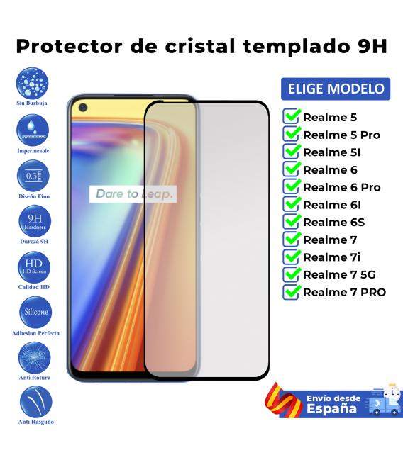Protector de pantalla Completo Negro 3D para Realme 5 5I 6 6I 6S 7 7i 5G Pro