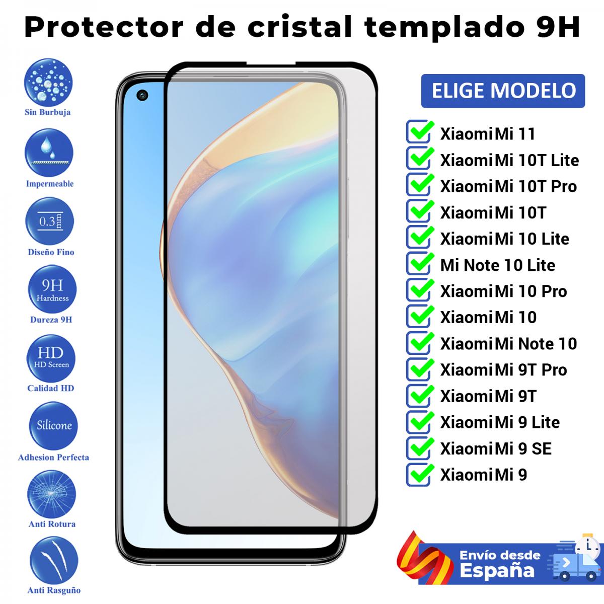 Protector de Pantalla para Xiaomi Redmi Note 9 PRO Negro cristal templado 3D