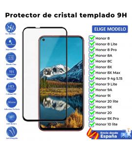 Protector pantalla Negro Huawei Honor 8 8A 8C 8X 9A 9i 9X 10 20 Max Lite Pro