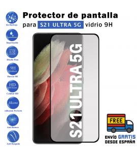 Protector de pantalla Samsung Galaxy S21 Ultra 5G Negro de Cristal Templado Vidrio 9H para movil - Todotumovil