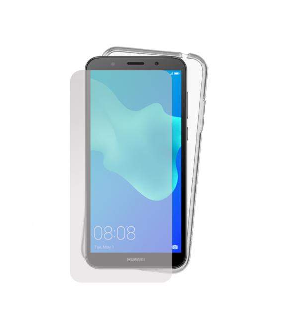 Funda y protector para Huawei Y5 Y6 Y6P Y6S Y7 Y9 2017 2018 2019 Pro Prime. Cristal templado de pantalla y carcasa transparente
