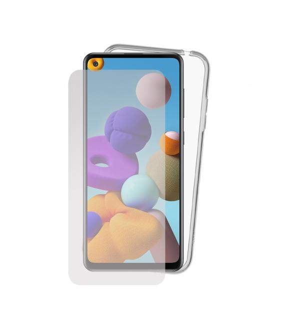 Funda y protector para Samsung Galaxy A21S A31 A41 A51 A71. Carcasa y cristal templado de pantalla transparente para móvil.