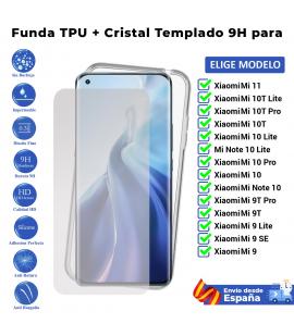 Funda y protector para Xiaomi Mi 9 9T Lite Pro 10 10T 11 Lite Pro y SE. Cristal templado y carcasa para movil
