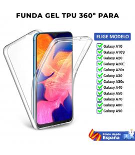 Funda TPU 360 para Samsung A10 A10S A20 A20E A20s A30 A30s A40 A50 A70 A80 A90. Carcasa completa doble cara transparente movil