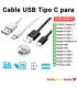 Cable USB Tipo C para Huawei Y5 Y6 Y6S Y6P Y7 Y9 2017 2018 2019 Prime de Carga rapida y Datos para móviles de 1 metro y 2 metros - thumbnail 1
