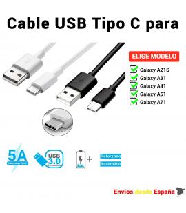 Cable USB Tipo C para Samsung Galaxy A21S A31 A41 A51 A71. de Carga rapida y Datos para móviles de 1 metro y 2 metros