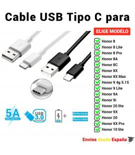 Cable USB Tipo C para Huawei Honor 8 8A 8C 8X 9A 9i 9X 10 20 Max Lite.de Carga rapida y Datos para móviles de 1 metro y 2 metros
