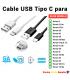 Cable USB Tipo C para Huawei Honor 8 8A 8C 8X 9A 9i 9X 10 20 Max Lite.de Carga rapida y Datos para móviles de 1 metro y 2 metros - thumbnail 1