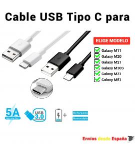 Cable USB Tipo C para Samsung Galaxy M11 M20 M21 M30S M31 M51.de Carga rapida y Datos para móviles de 1 metro y 2 metros