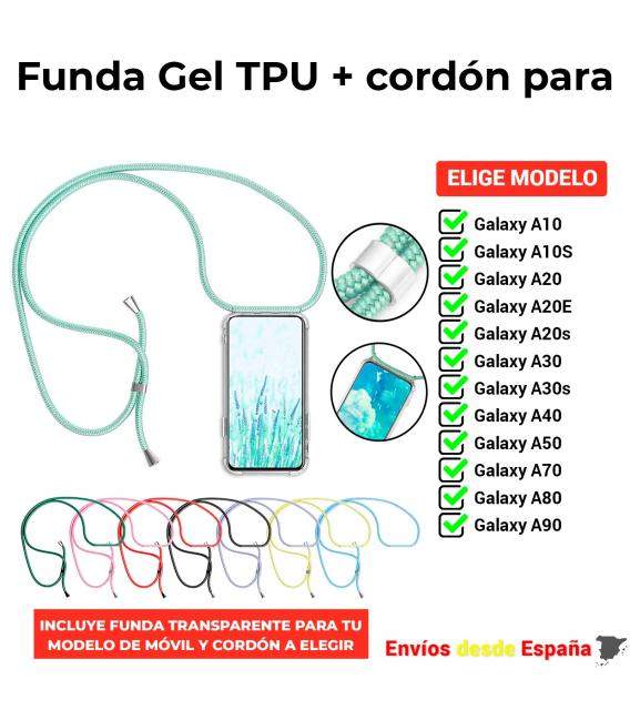 Funda TPU con correa para A10 A10S A20 A20E A20s A30 A30s A40 A50 A70 A80 A90. Carcasa transparente de silicona para movil