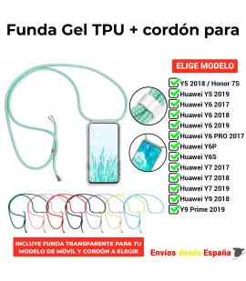 Funda TPU con correa para Huawei Y5 Y6 Y7 Y9 2017 2018 2019 Pro Y6S Y6P Honor 7S. Carcasa transparente de silicona movil