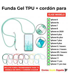 Funda TPU con correa para iPhone 6 6s 7 8 X XS 12 11 Max Mini Plus SE 2020. Carcasa transparente de silicona para movil
