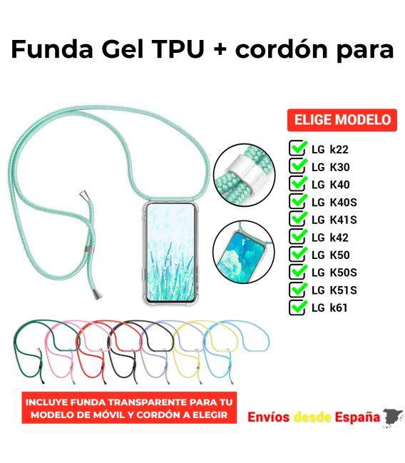 Funda TPU con correa para LG k22 K30 K40 K40S K41S k42 K50 K50S K51S k61. Carcasa transparente de silicona para móvil