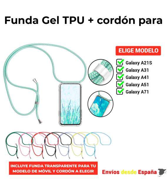 Funda TPU con correa para Samsung Galaxy A21S A31 A41 A51 A71. Carcasa transparente de silicona para móvil. Elige modelo