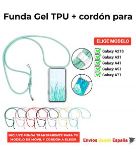 Funda TPU con correa para Samsung Galaxy A21S A31 A41 A51 A71. Carcasa transparente de silicona para móvil. Elige modelo