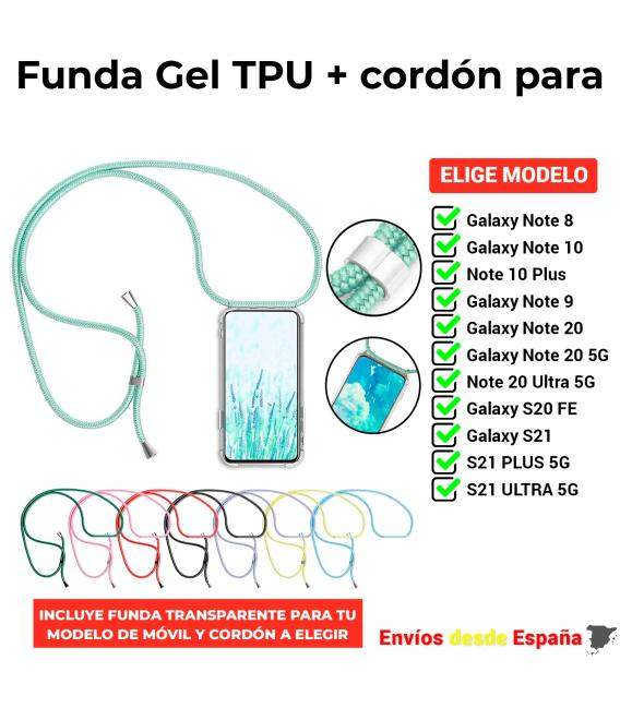 Funda TPU con correa para Samsung Galaxy Note 8 10 20 5G S21 S20 Plus Ultra. Carcasa de silicona para movil. Elige modelo