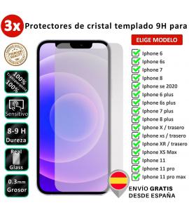 3X Protector de pantalla para iPhone 6 6s 7 8 X XS Max 11 12 Mini Plus SE 2020 delanteros y traseros. Cristal templado