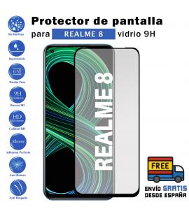 Protector de pantalla Realme 8 Negro de Cristal Templado Vidrio 9H para movil - Todotumovil