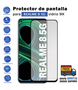 Protector de pantalla Realme 8 5G Negro de Cristal Templado Vidrio 9H para movil - Todotumovil