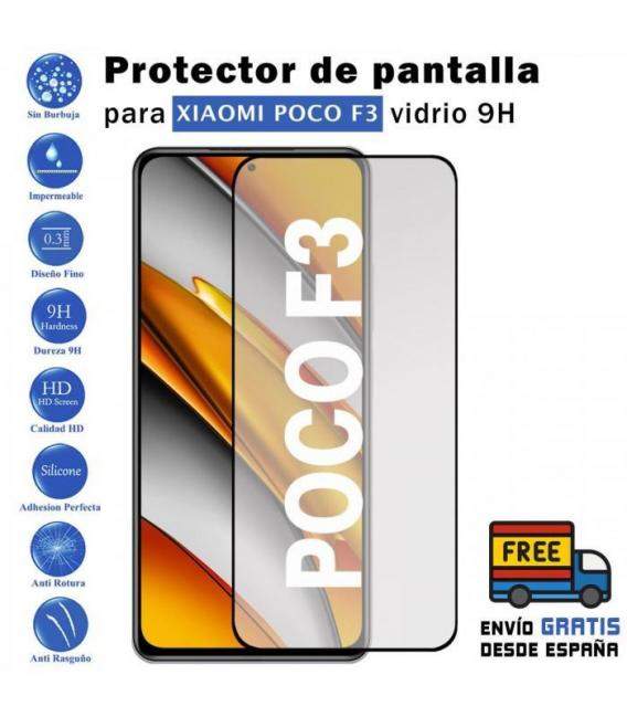 Protector de pantalla Xiaomi Poco F3 Negro de Cristal Templado Vidrio 9H para movil - Todotumovil