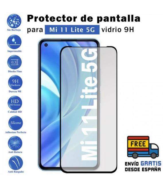 Protector de pantalla Xiaomi MI 11 Lite 5G Negro de Cristal Templado Vidrio 9H para movil - Todotumovil