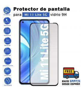 Protector de pantalla Xiaomi MI 11 Lite 5G Negro de Cristal Templado Vidrio 9H para movil - Todotumovil