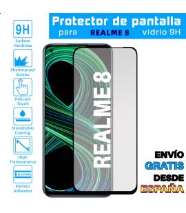 Protector de Pantalla para Realme 8 Negro cristal templado 3D Completo